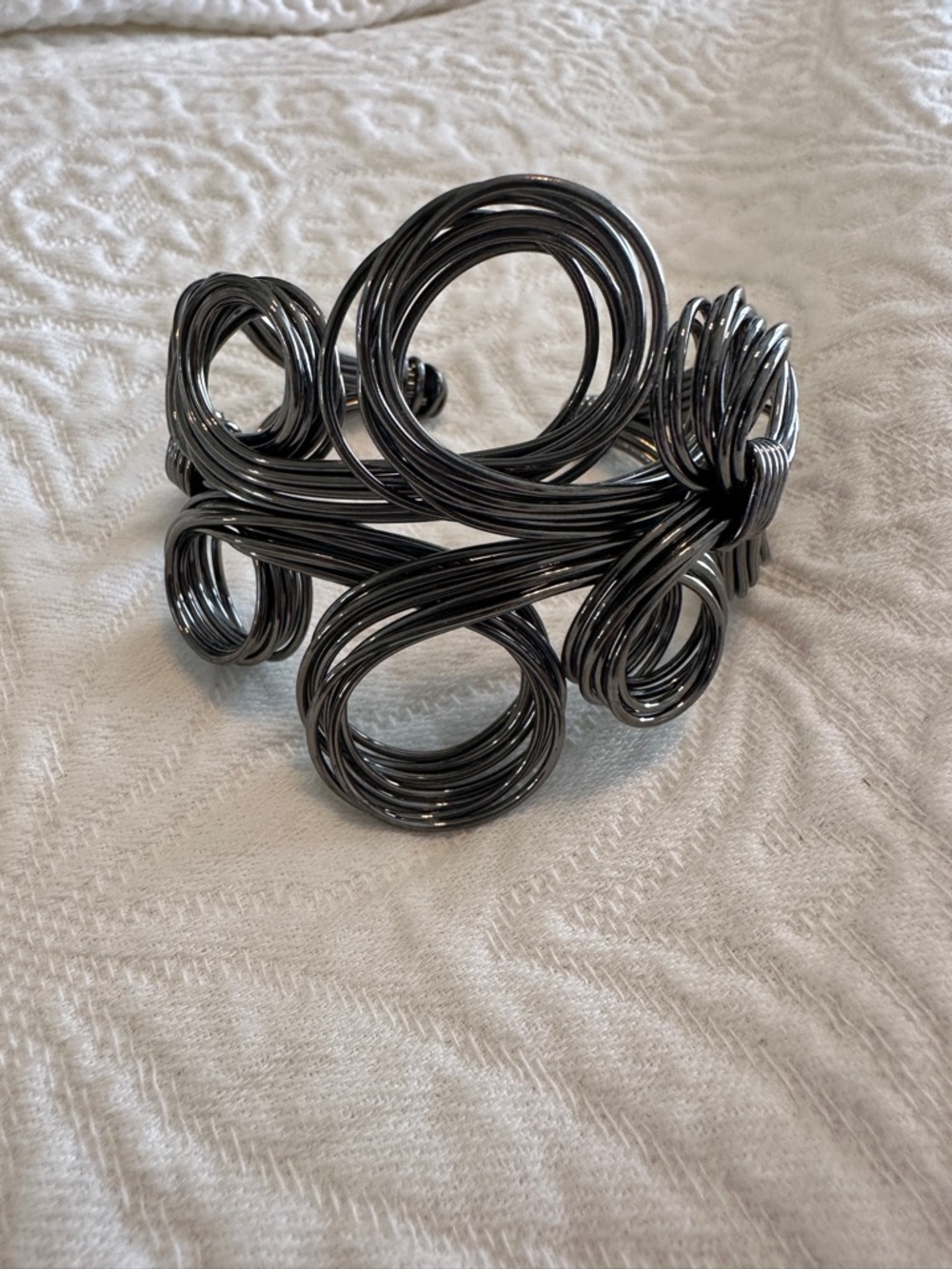 Gunmetal Wire Looped Statement Cuff Bracelet - unique piece!